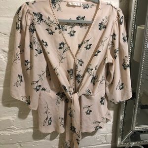 Pink/nude blouse with flowers